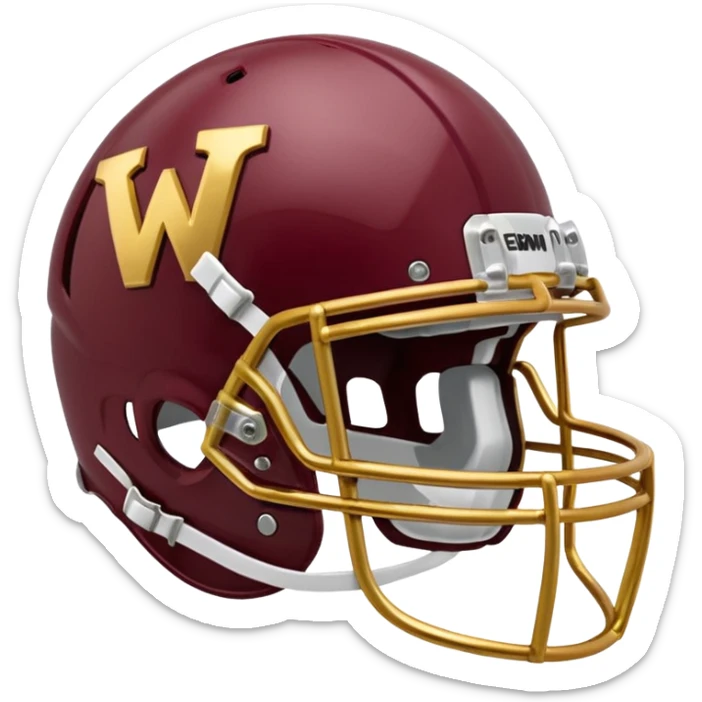 Burgundy and gold W on a football helmet  sticker