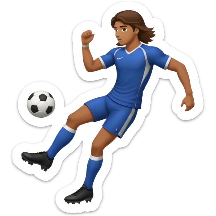 Long Haired Football Players, Male player with long hair kicking ball sticker