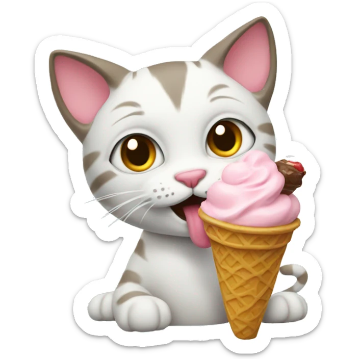 Cat eating ice cream sticker