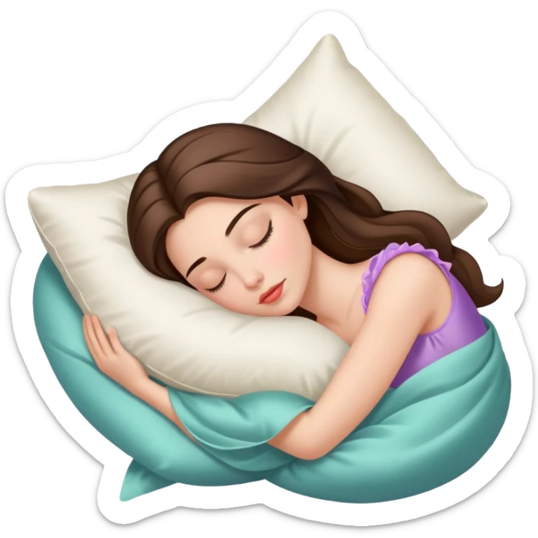 sleeping beauty brunette white girl with a silk pillow sticker