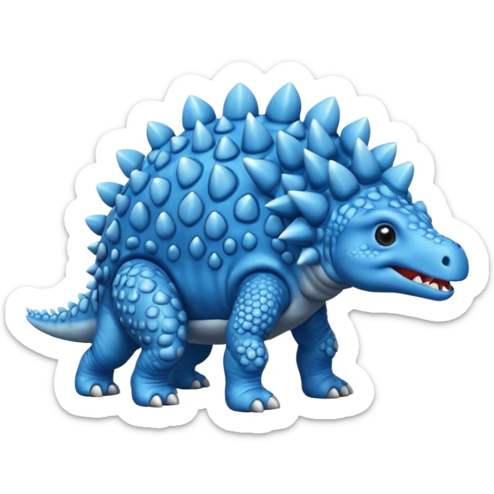As un emoji de el dinosaurios ANQUILOSAURIO de perfil en color azul que sea bebe y tenga un efecto mas animado que sea mas animado y sin tantos picos pero que sea ANQUILOSAURIOno se parese a un ANQUILOSAURIO asi esta bien pero olvidaste hacerlo bebe  sticker