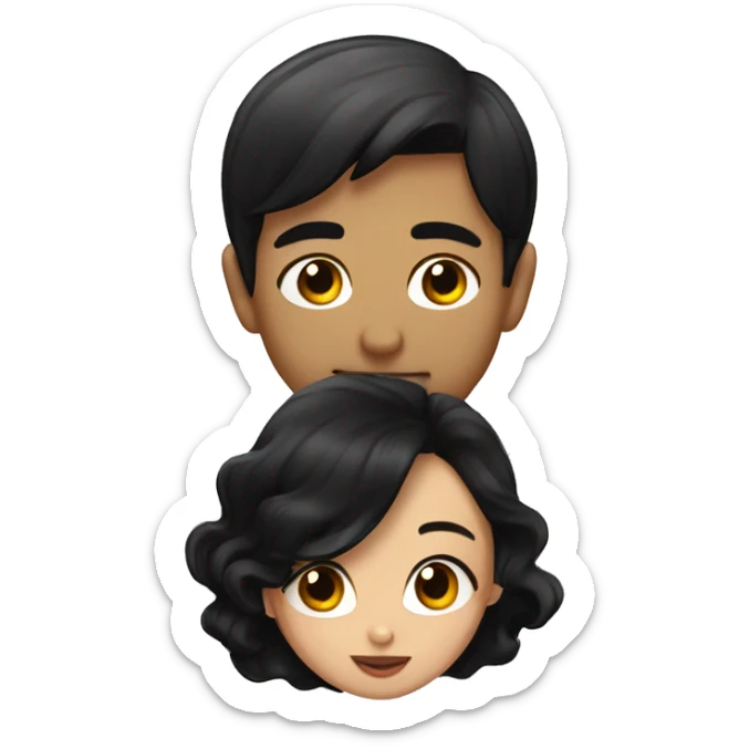 Girl with black hair kissing man with black hair sticker