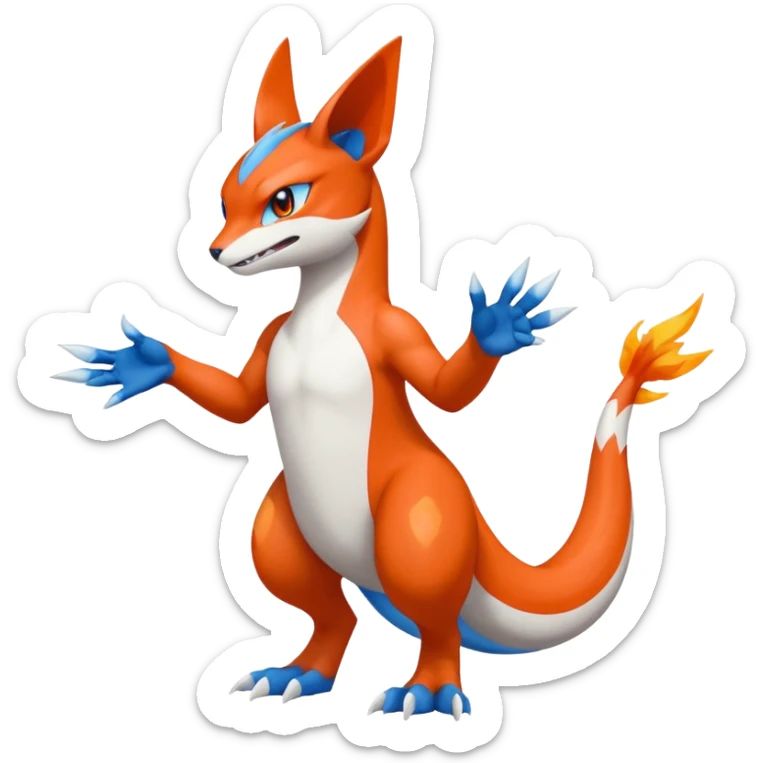 Veemon-Digimon-Latias-Peppercat-Pokémon-Flamedramon-fusion-animal-hybrid-creature, Full body  sticker