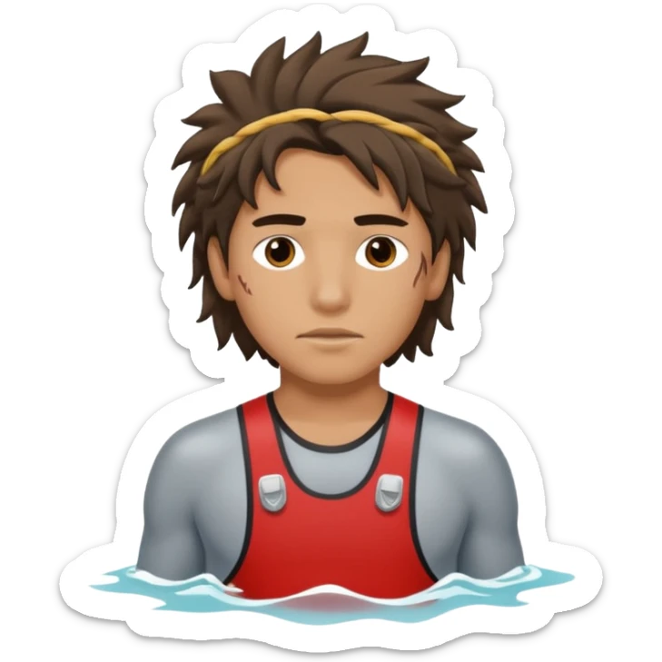 Lifeguard Native American Teenager with messy hair rescuing someone sticker