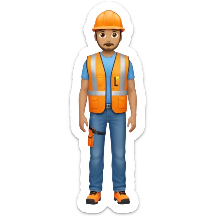 man in orange hi vis vest and jeans, standing full body sticker