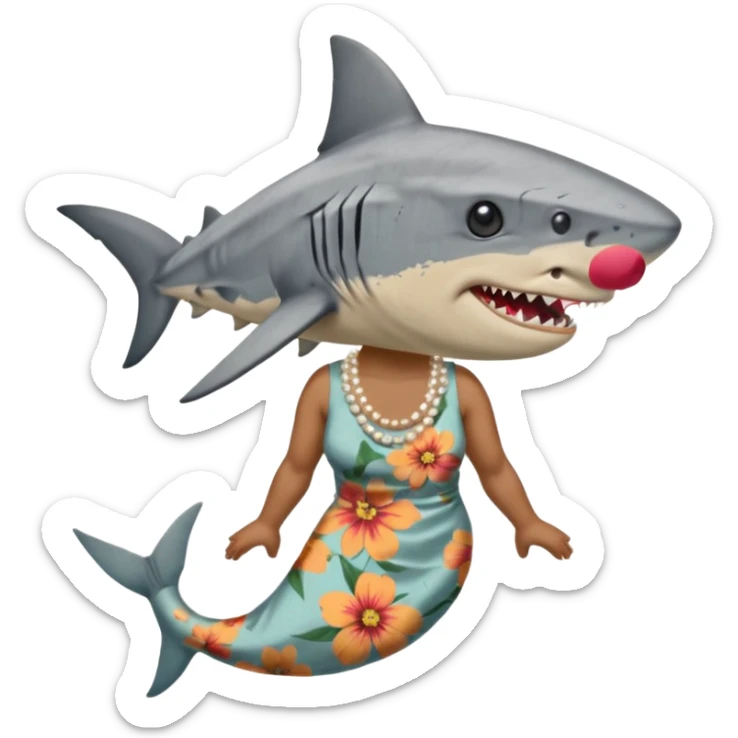 create me a slack emoji of a very old tiger shark dressed like a grandma sticker