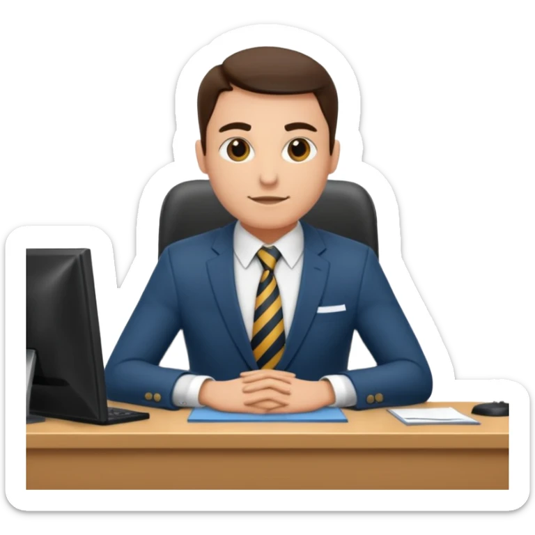 un recruteur à son bureau en face d'un candidat tourné de 3/4 sticker