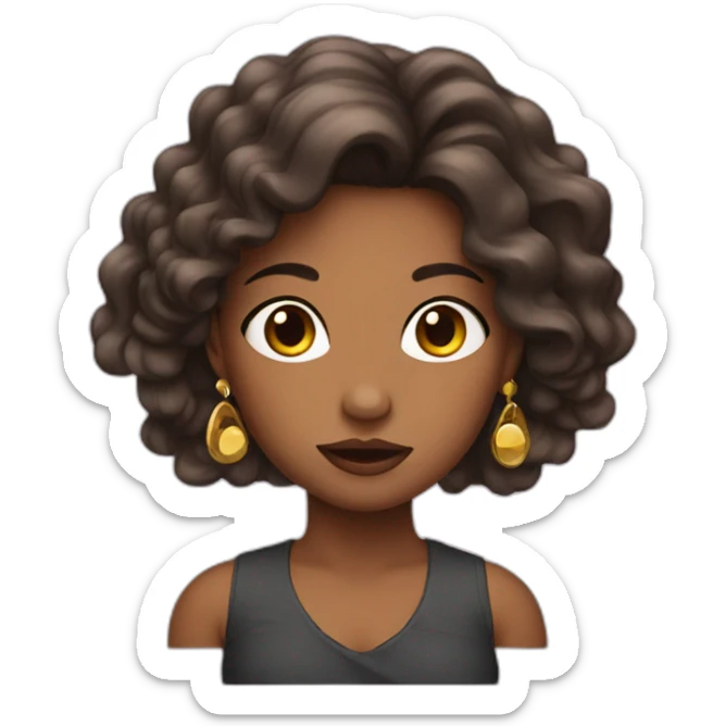 Sassy girl with big earrings and long hair sticker