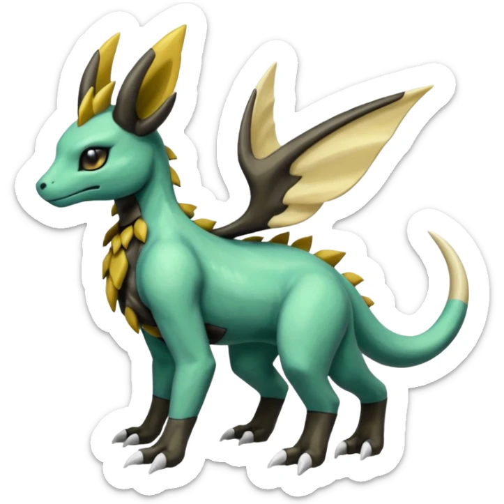 Shiny Iridescent Dusknoir-Cubone-Salandit-Leafeon-Fakémon-hybrid-creature (full body)  sticker