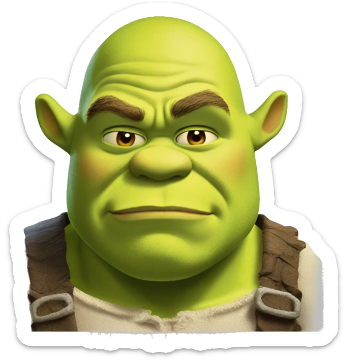 Shrek with lots of steam blowing out of his ogre ears sticker