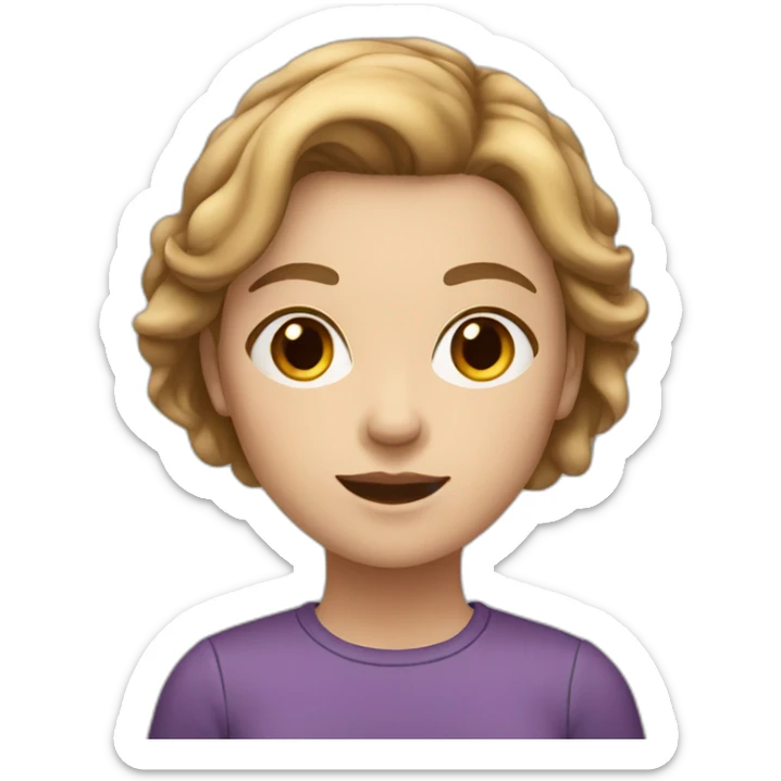 white female teenager with short light brown hair and big cheecks sticker