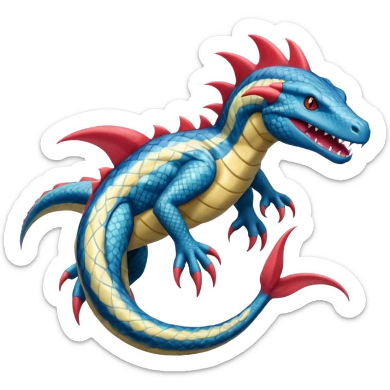 Salandit-Milotic-Feraligatr-Fakémon-hybrid-creature (full body)  sticker