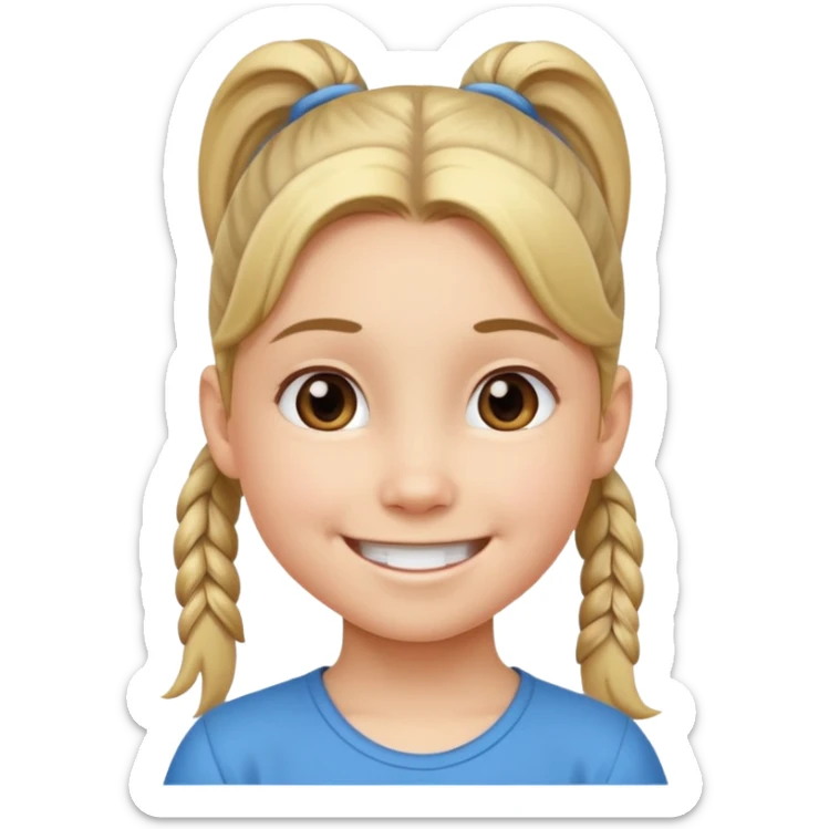 child with pony tail sticker