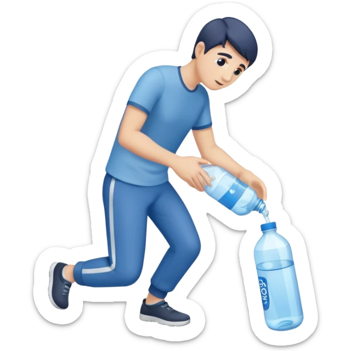 man full body emptying in the floor a bottle of water sticker