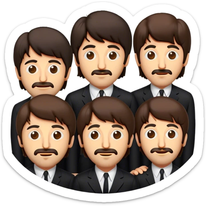 Cinematic Realistic The Beatles Pop Culture Emoji, showcasing an iconic, vibrant portrayal of the legendary band rendered with rich textures and nostalgic lighting that exude musical legacy. sticker