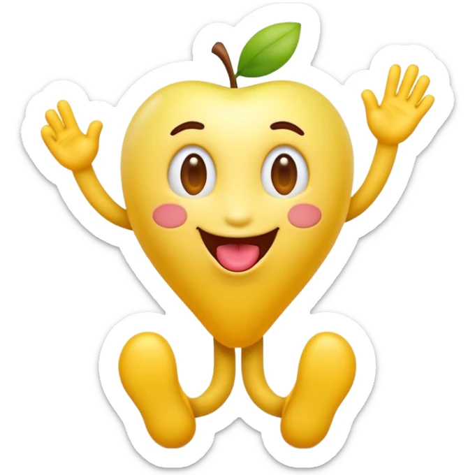 A playful yellow emoji character in official Apple iOS emoji style: smooth gradients, glossy lighting, rounded soft edges, simple facial features, high-resolution 3D-rendered look. The emoji is holding a raised leg and making a silly tongue-out expression. Transparent background. sticker