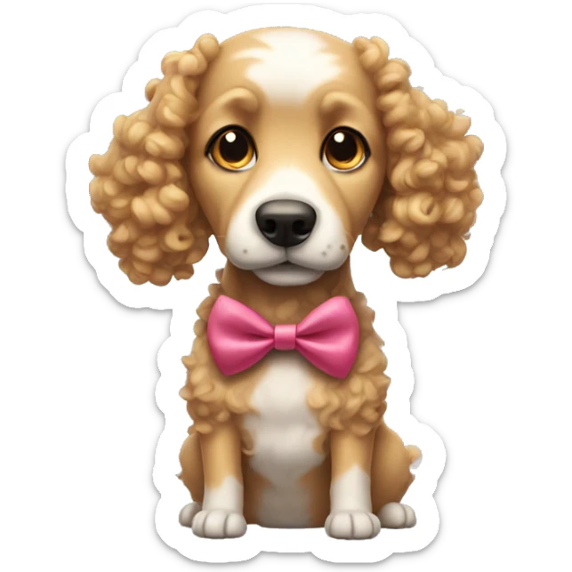 Curly dog with bow sticker