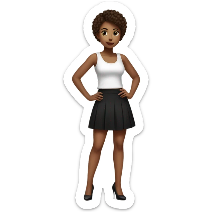 red hired girl in white tank top black skirt and heels sticker