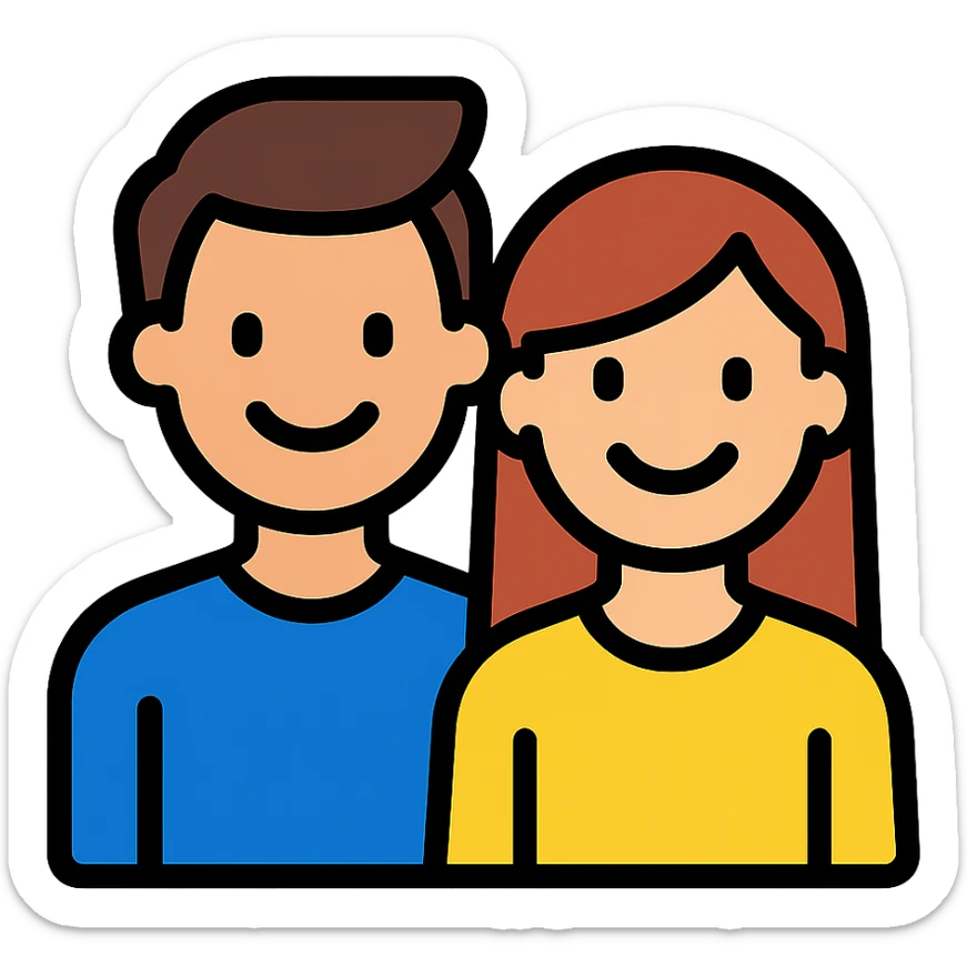 a couple smiling sticker