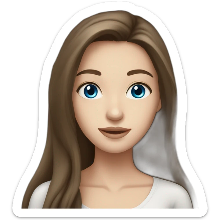 Brunette girl with long hair, white skin, Europe race,blue eyes sticker