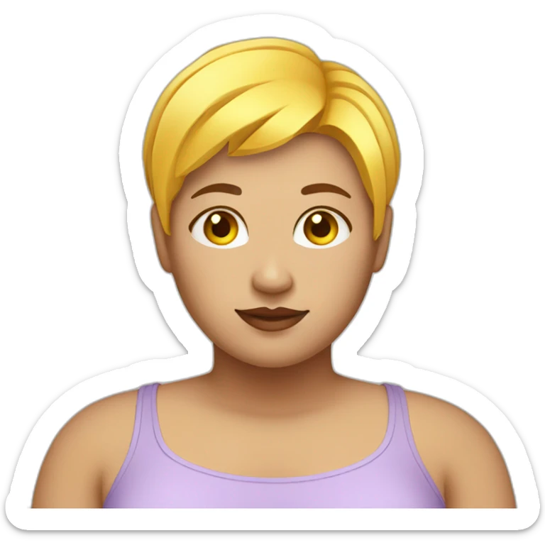 weight loss fat girl with yellow short hair and brown eyes sticker