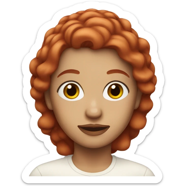woman with red hair, with brown eyes, with cream on her face sticker