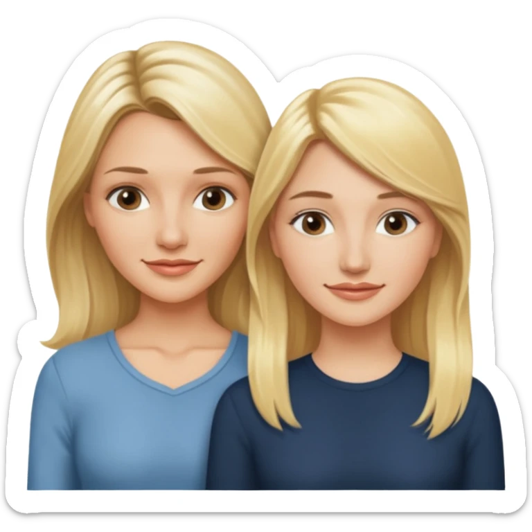 i want an emoji with 2 longue hair blonde girls like the movie "the holiday" They are not touching each other. One is Cameron Diaz, the tother Kate Winslet. sticker