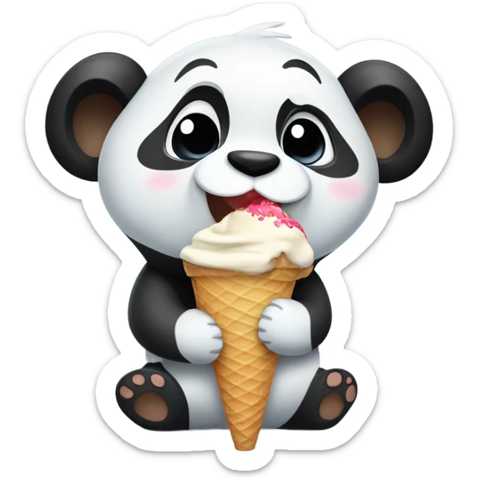 Panda eating ice cream sticker