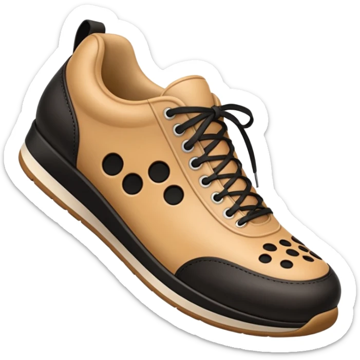 3D Apple-style emoji of a shoe with a foot inside, stepping and showing a clear shoe print below.







 sticker