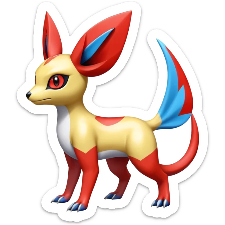  Cute Shiny Exotic Colorful Guilmon-Latias-Koraidon-Umbreon-Fakémon-hybrid-creature (full body)  sticker