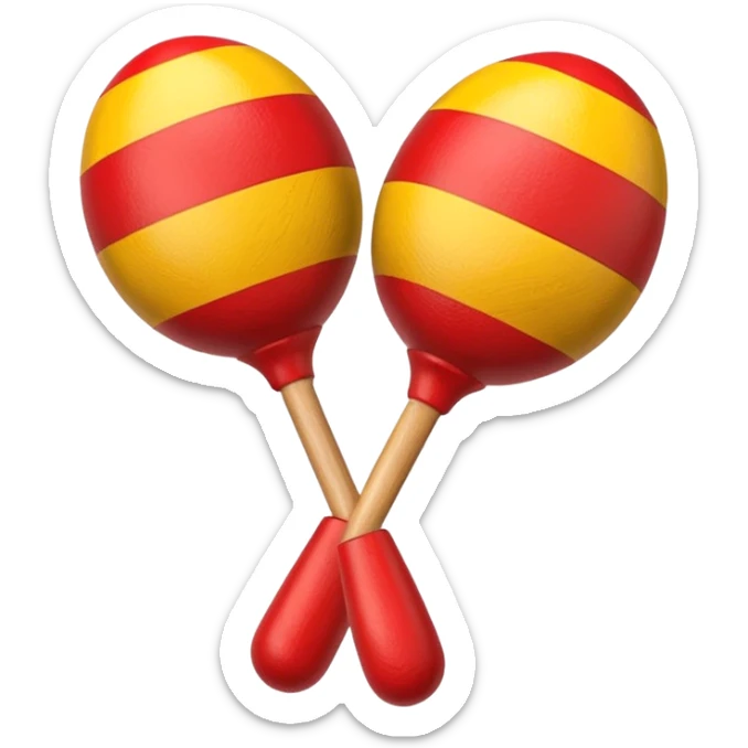 A pair of wooden maracas painted with bright red and yellow stripes.

 sticker