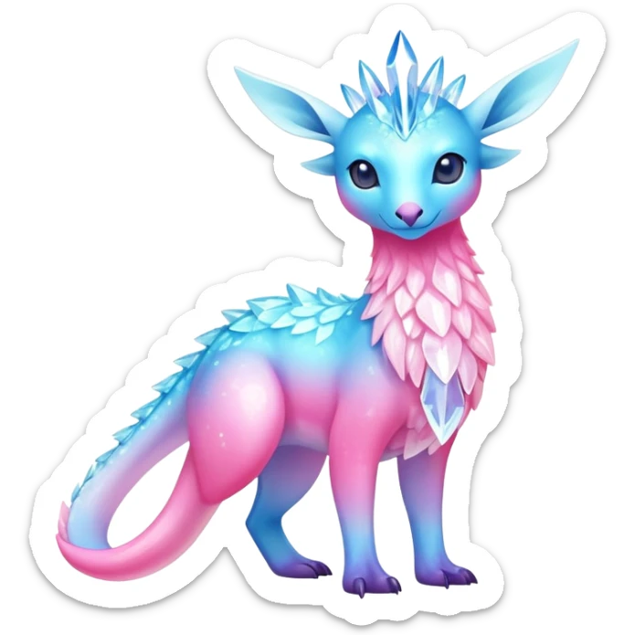 Shiny Exotic Colorful Amaura-Aurorus-Fakémon-hybrid-creature (full body)  sticker