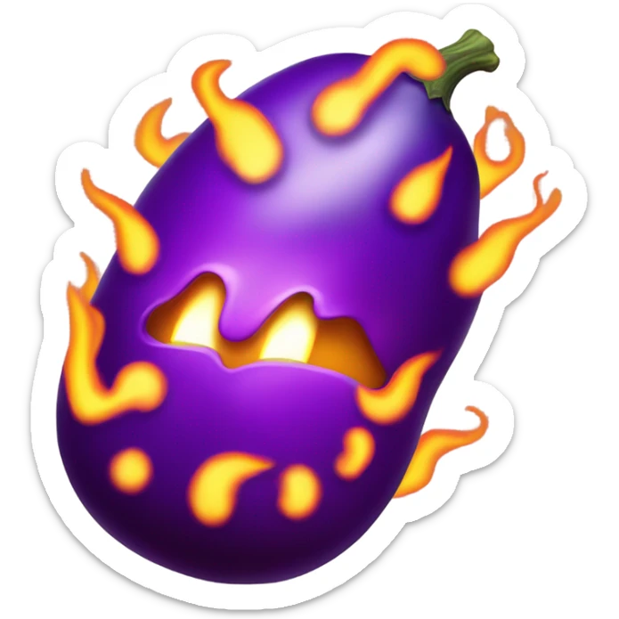 Eggplant on fire sticker