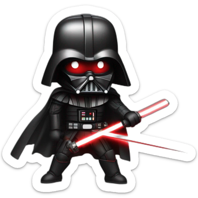 dark vador qui tien un sabre laser rouge en position de combat sticker