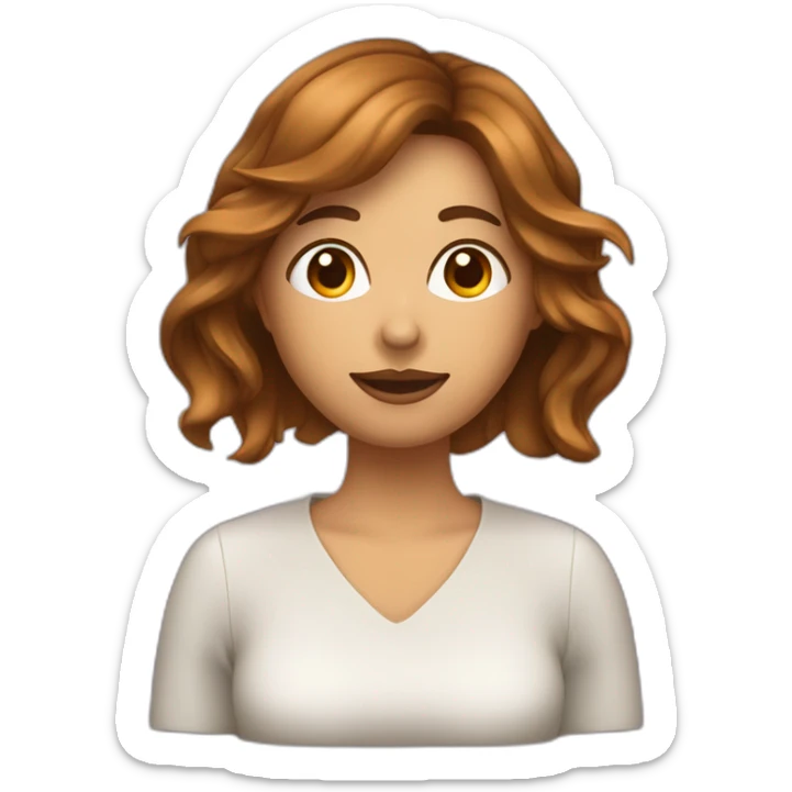 Une femme calme qui joue au carte avec les cheveux carré brun sticker