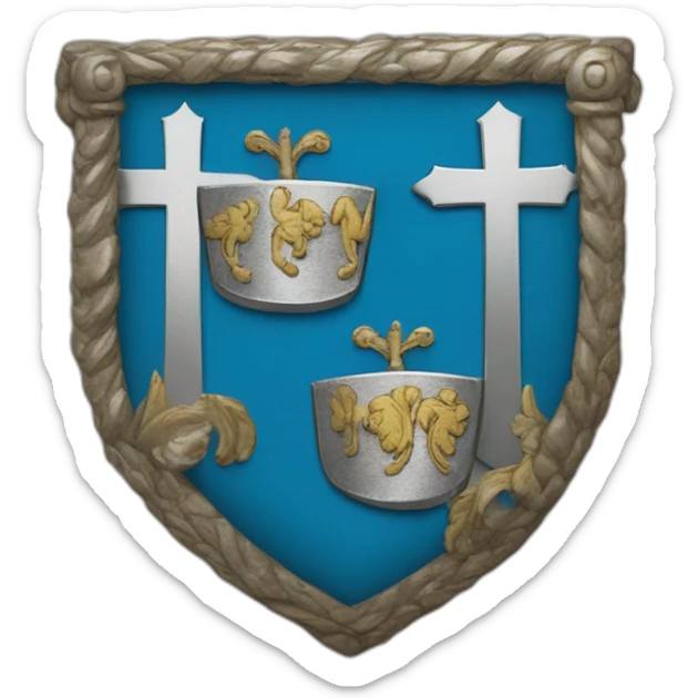 Coats of arms Azure, a horseshoe argent, heels to base, surmounted of a cross patée, and a second within the heels, both silver sticker