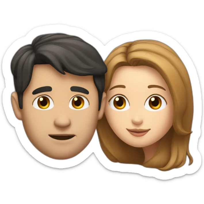 White Man with short dark hair kissing white woman with long brown hair sticker