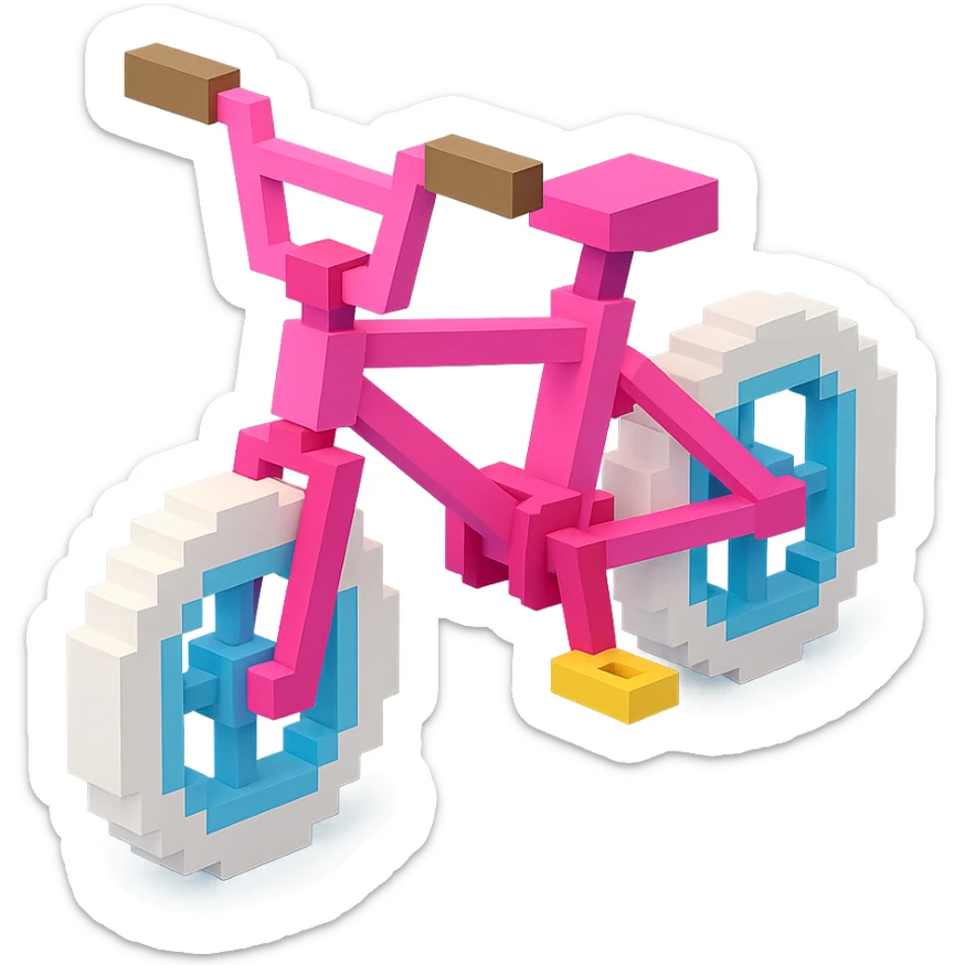 розовый велосипед BMX c белыми колесами, no background sticker