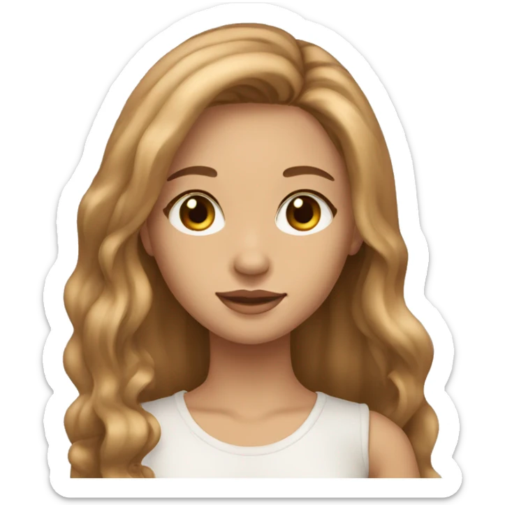 A girl with long light brown hair and brown eyes with long eyelashes...her skin tone is light sticker