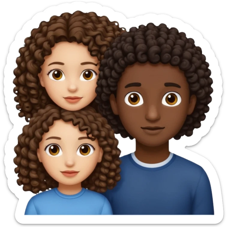 Chica blanca con el pelo moreno rizado con chico moreno con el pelo rizado moreno sticker