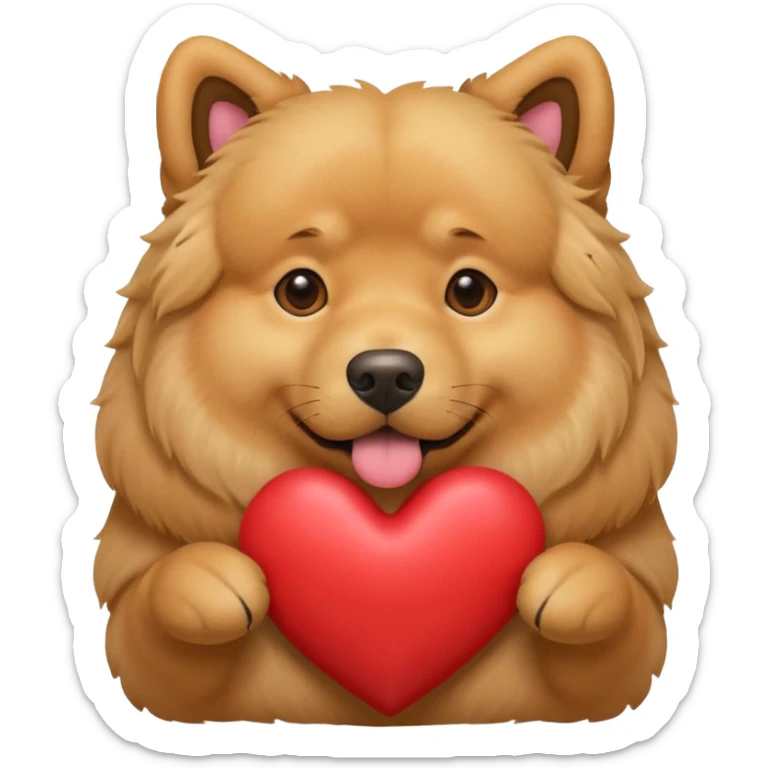 Golden Retriever/Chow Chow mix holding a large heart in its mouth (modeled after the dog image attached) sticker