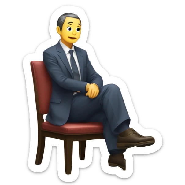 A Japanese gentleman takes off his shoes and sits "seiza" on a chair. sticker