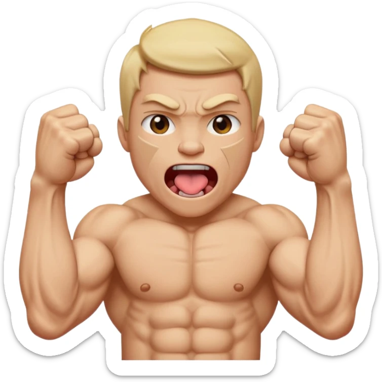 Tongue out face with two fists on top of eachother below the face sticker