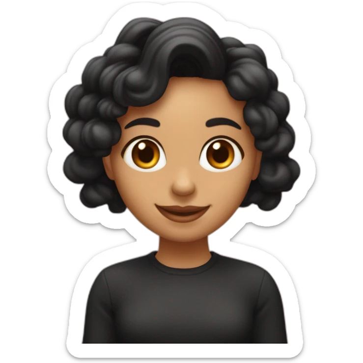 Una chica trigueña con pelo negro con ondas, sonriente con hoyuelos en las mejillas  sticker