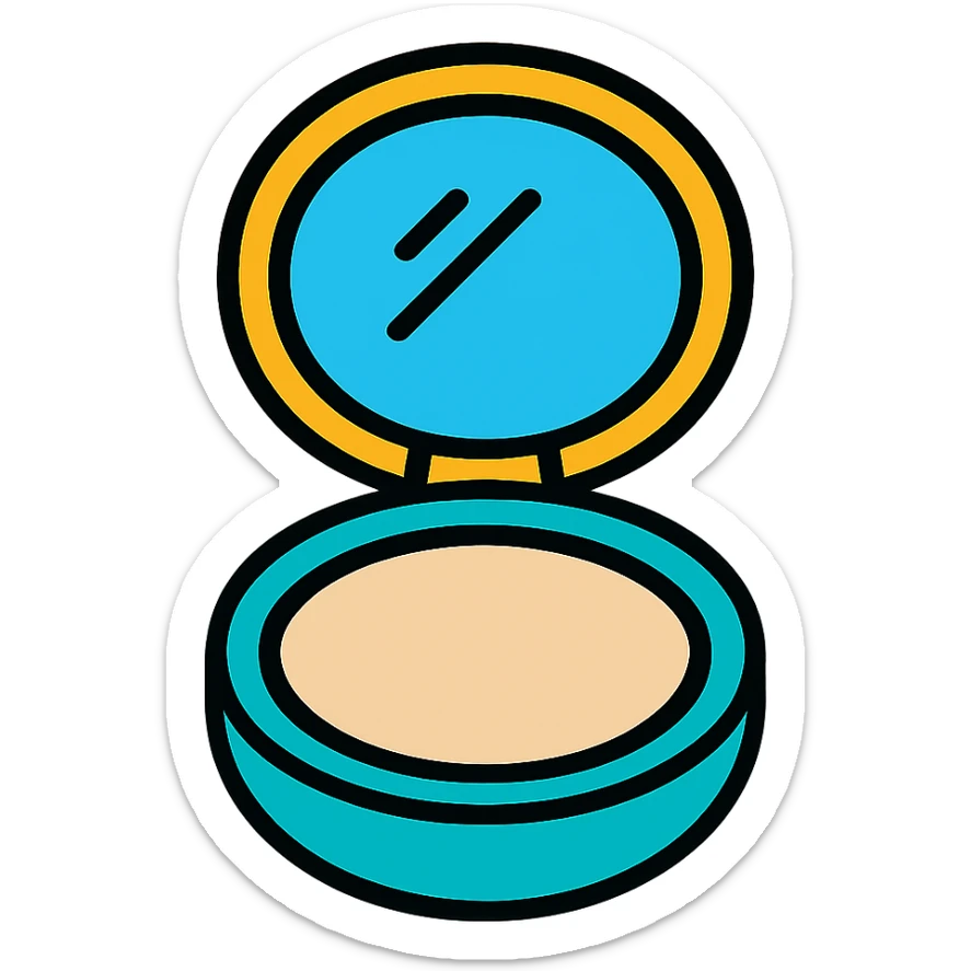 Foundation compact with mirror sticker