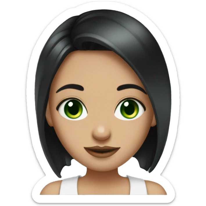 girl, dark hair, green eyes, nose wing piercings and septum.  sticker