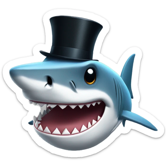 Shark with a top hat sticker