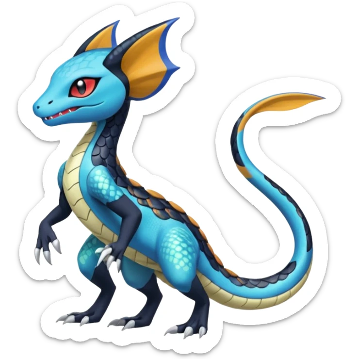 Meloetta-Dewott-Salandit-Nargacuga-Pokémon-Fakémon-fusion-hybrid-creature sticker