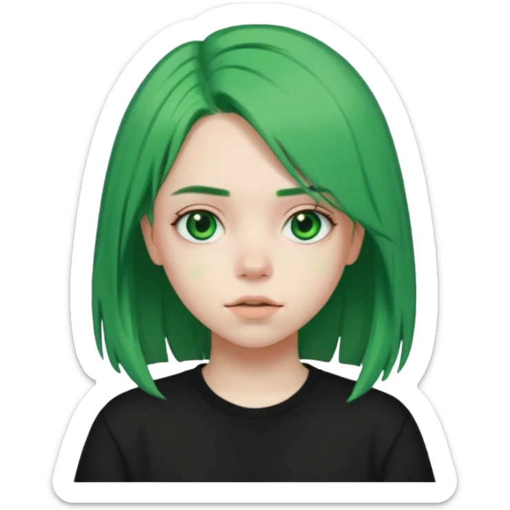 A teenager who looks like Billie Eilish when she had green hair sticker
