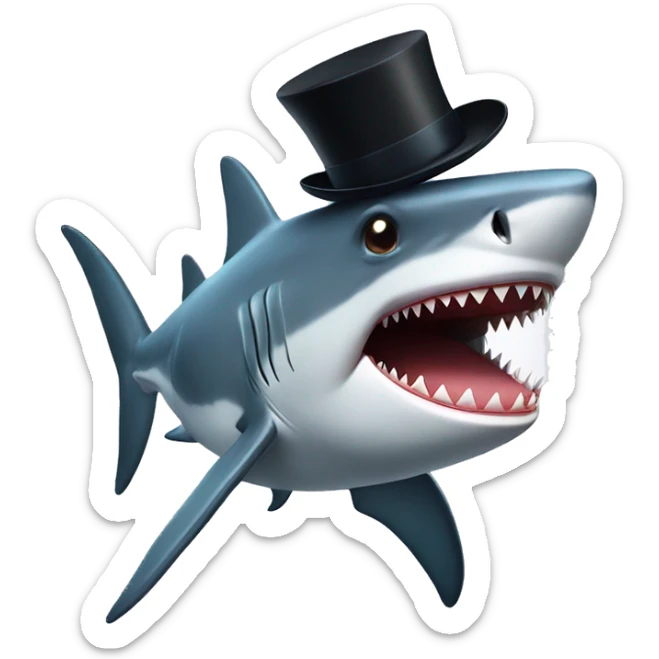 Shark with a top hat sticker